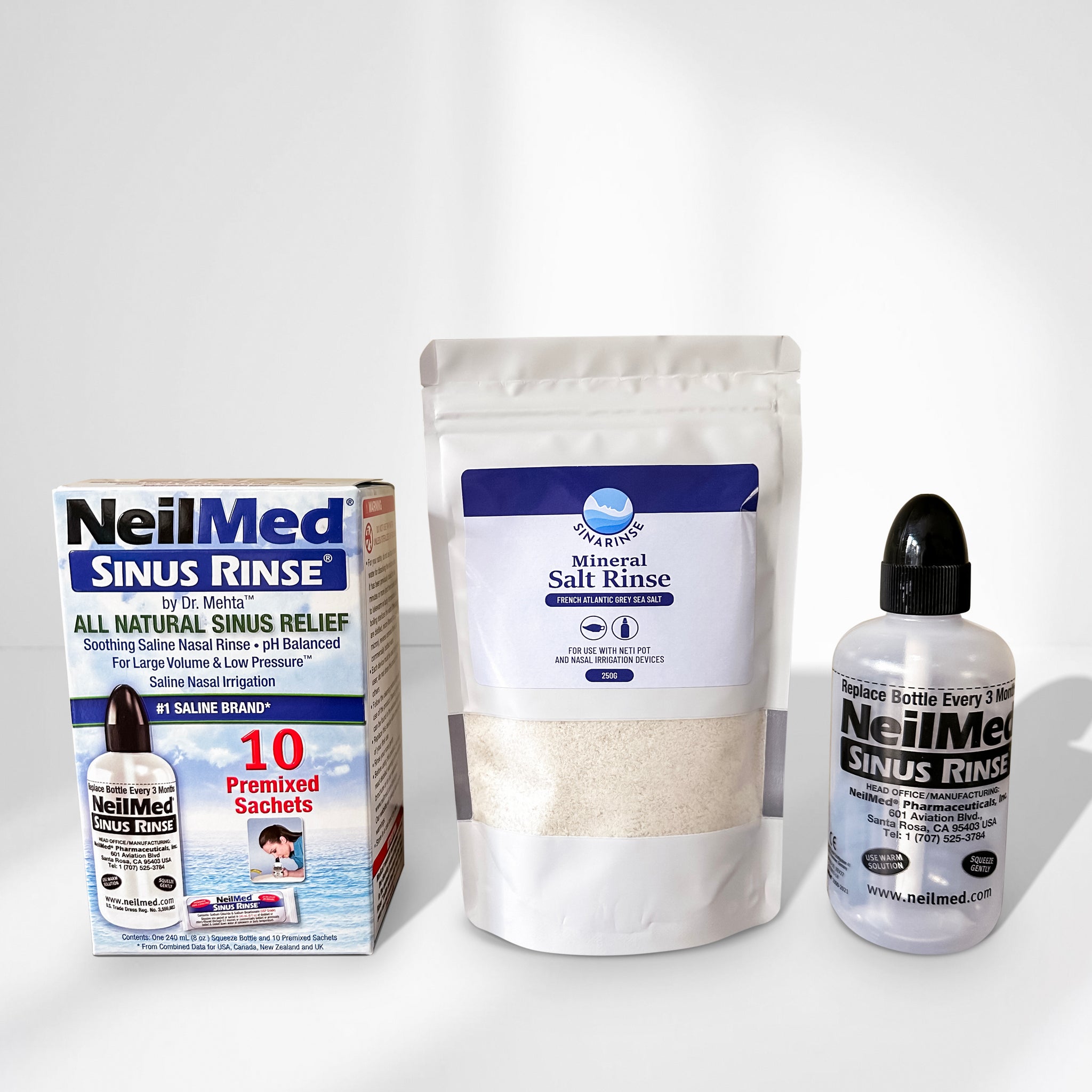 NeilMed and Sinarinse Mineral Sea Salt 250g Nasal Irrigation Kit